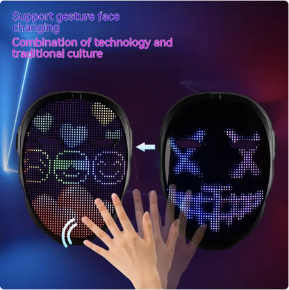 LED Face-Changing Halloween Mask – Full-Color Luminous Party Mask for Festivals & Events